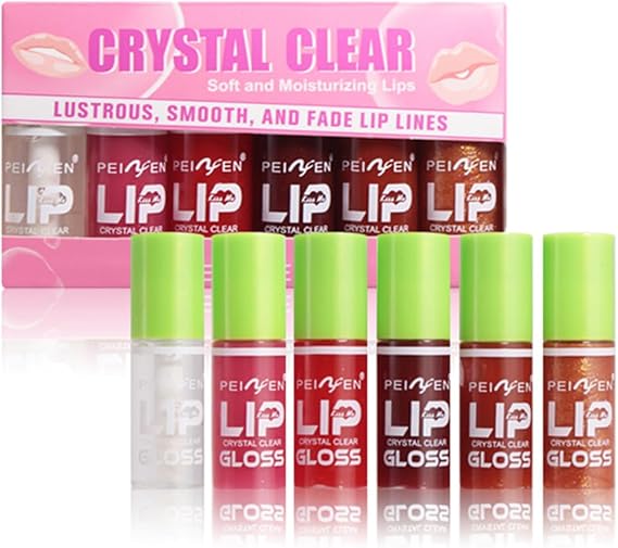 6PCS Tinted Lip Oil Light Lip Gloss Set, Moisturizing Jelly Lip Gloss