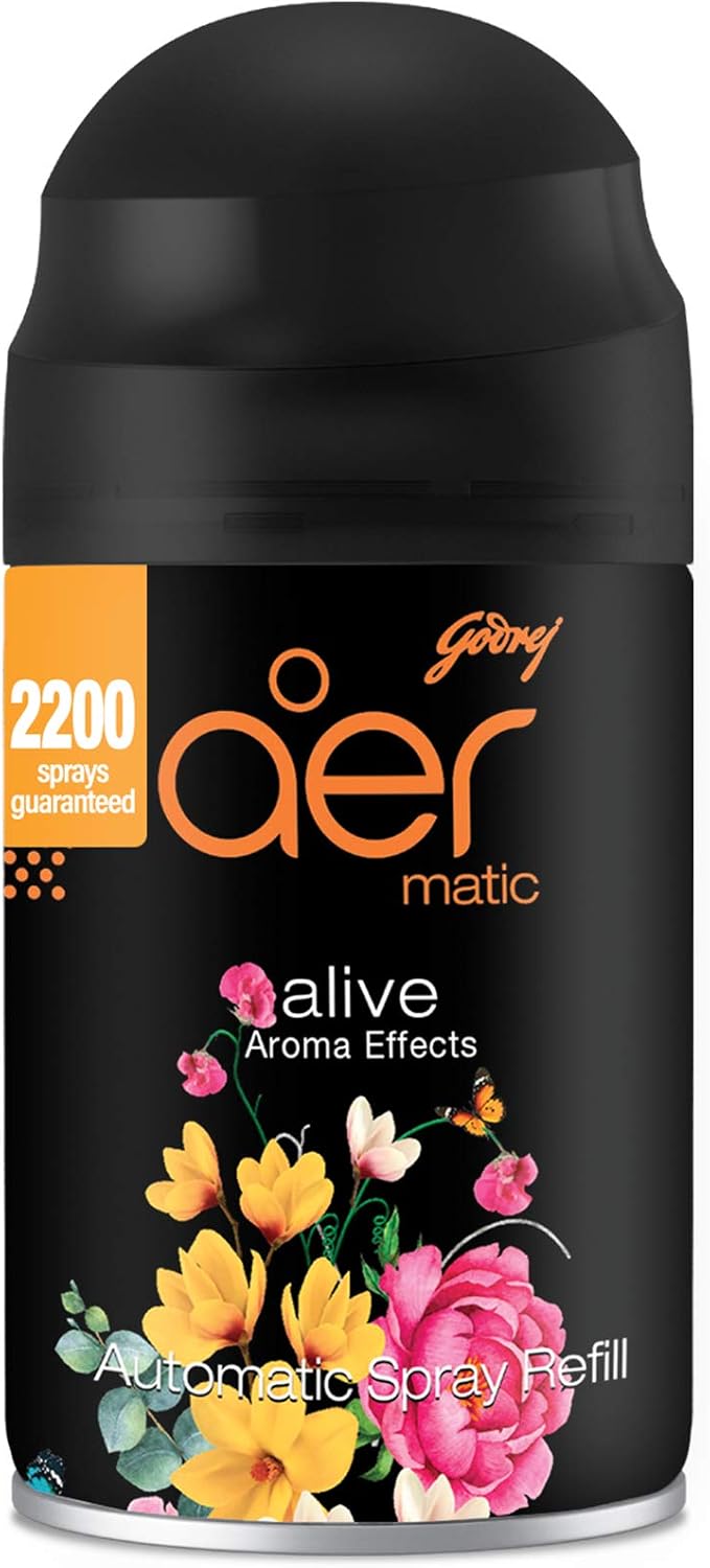 Godrej aer Matic Refill Automatic Air Freshener | Alive | 2200 Spray  | Lasts up to 60 Days 225ml