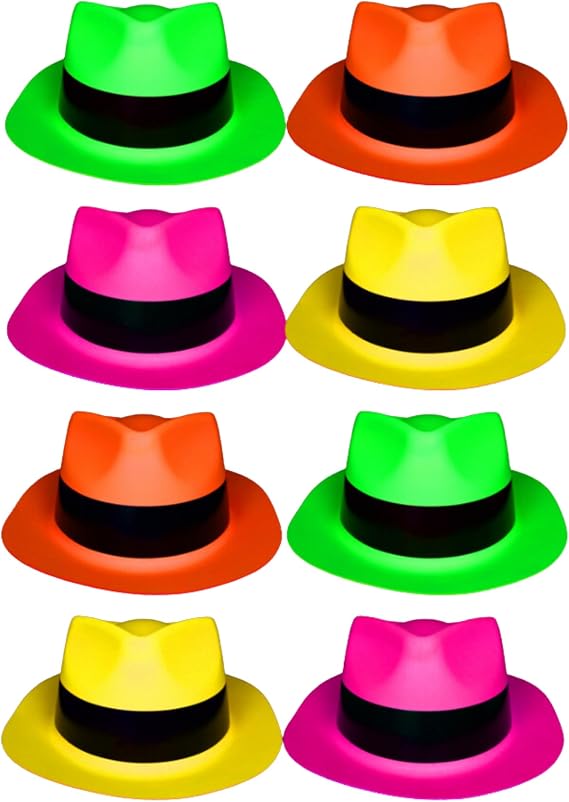 UV FLOOR UVFLOOR Unisex Fluoreszierender Hut aus Dünner Kunststoff Hut in PE (Dünner Kunststoff) (12er Pack)