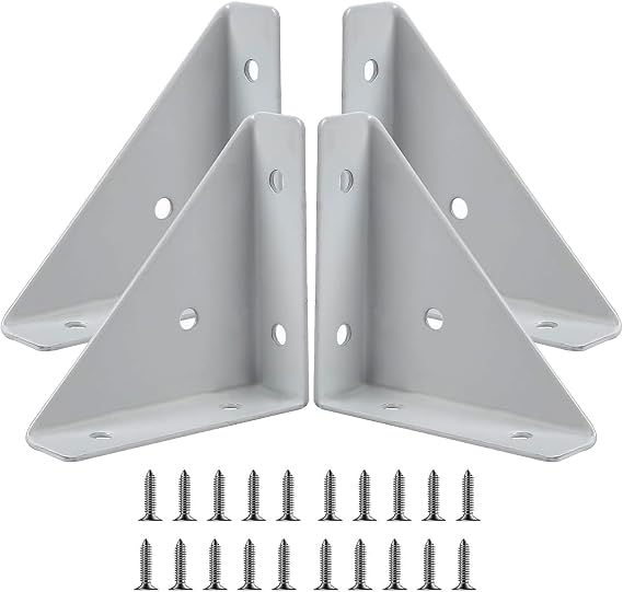 Corner Bracket, 4 PCS Bed Corner Support with 20 Pcs Screws Stainless Steel Braces Joining Support Triangle Bracket Angle Brackets White