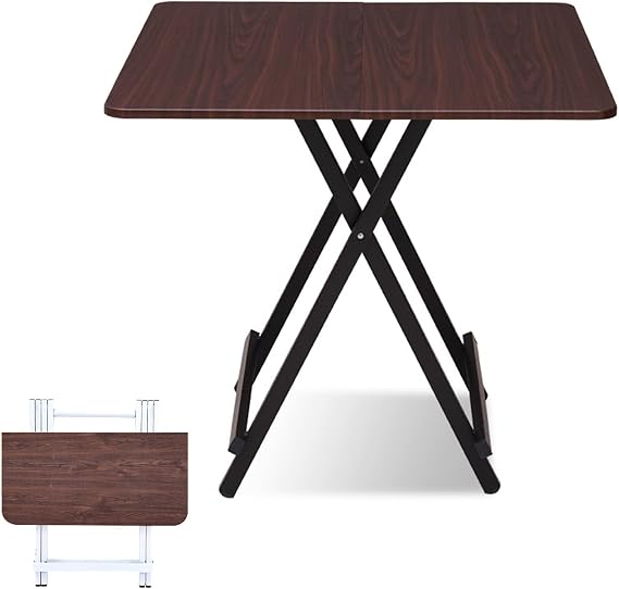 Wood Folding Card Table,Square Folding Table 60 * 60cm,Small Space Dining Table for 4,Bed Table Tray for Eating and Laptop,Foldable desks for Small Spaces,Outdoor Folding Table(White)