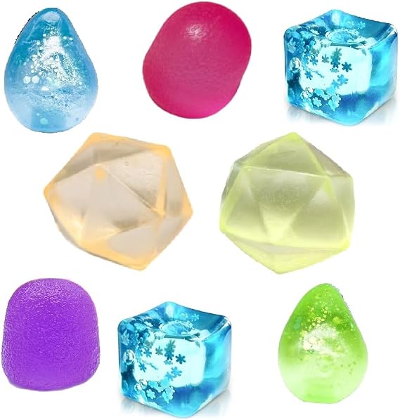 Squeeze Balls Stress Relief Squeeze Squishy Squishy Squishy Squishy Squishy Squishy Squishy Mini Cube Gemstone Water Drop Fidget Toy for Adults Kids 8pcs