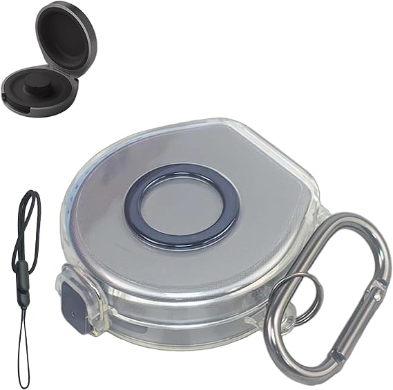 Oura Ring 5 充電器ケース、蓋付きTPU保護カバー。充電ドック用の透明な傷防止バンパー、カラビナ&ストラップアクセサリー付き落下防止ポータブルトラベルスリーブ、クリア。