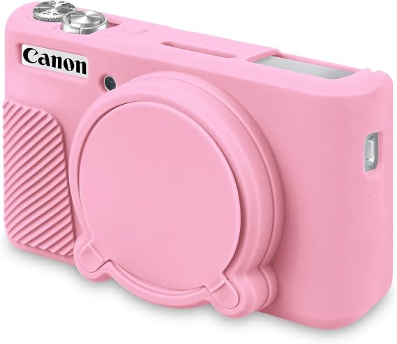 BOVKE Silicone Case for Canon PowerShot SX740/ SX730, Soft Camera Sleeve with Lens Cover, Pink