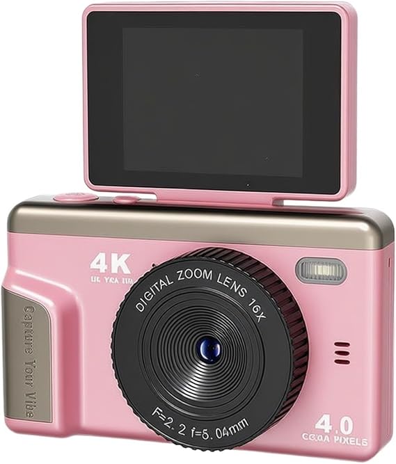 4K Digital Camera 64MP Sensor 180°Flip Screen 2.4" HD Display