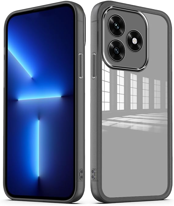 YUXING Transparent Case for Honor X5C Plus with Camera Lens Protector Soft Ultra Thin Slim Shockproof Bumper Back Cover - Black