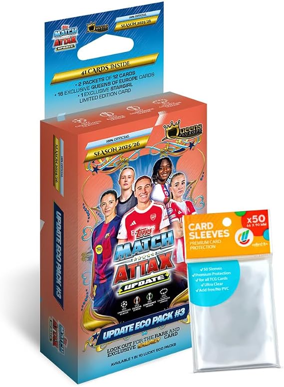 Bundle with Topps - Match Attax Champions League 2025/26-1 Update ECO Pack Queens of Europe #3 + Exclusive Collect-it Cases