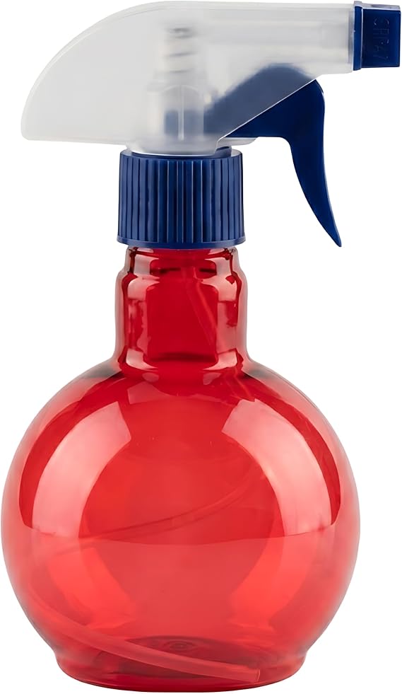 350 ml Tombul Sprey Şişesi, İnce Sis Püskürtücü, Ergonomik Gövde, Kuaför Berber Saç Bakımı Kesimi, Ev Temizliği ve Bitki Çiçek Sulama için Fısfıs (Kırmızı)