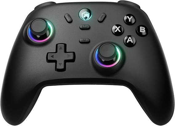 ECHTPower Mando para PC/Switch, 1000Hz Taza, Hall Joystick, 3 Modos, BT+2.4G+Cable, 800mAh Batería, Turbo y Vibración Ajustable, Mando Inalámbrico con Luces para PC/NS/Switch 2/iOS/Android