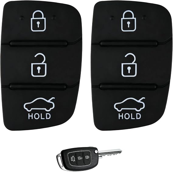 2 Pack 3 Button Key Fob Rubber Car Key Case Buttons Pad for Hyundai