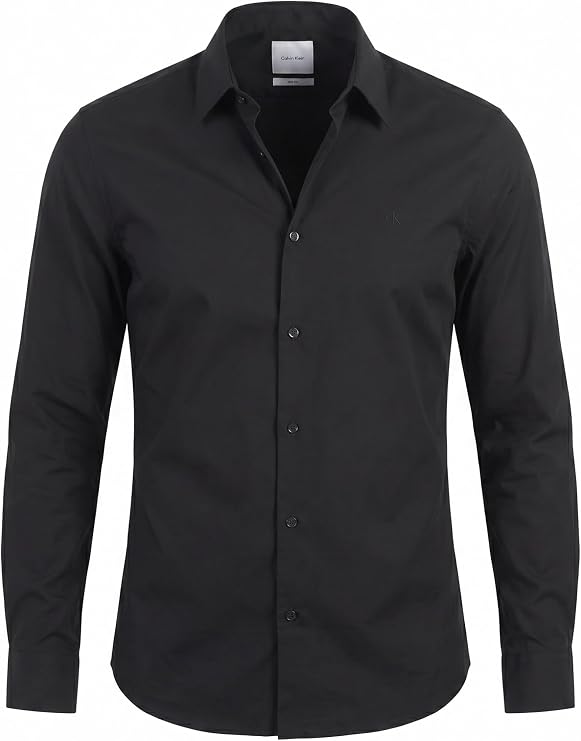 CALVIN KLEIN CALVIN KLEIN Erkek Marka Logolu Gömlek Yaka Full Düğmeli Siyah Gömlek LV04LB145G UB1