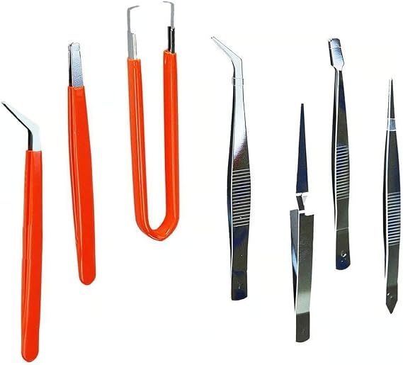 7 Parça Anti-Sitatik Cımbız Tamir Seti Elektronikçi Tamirci Cımbız Seti 7 Parça Paslanmaz Çelik