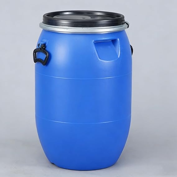 Shipping Barrel,Blue Plastic Drum,Pstic Water Storage Barrel with Lid,Open Top Barrel Drum Keg with Lid and Latch Ring,Ring Air Tight Industrial Container,for shipping outside(50L)