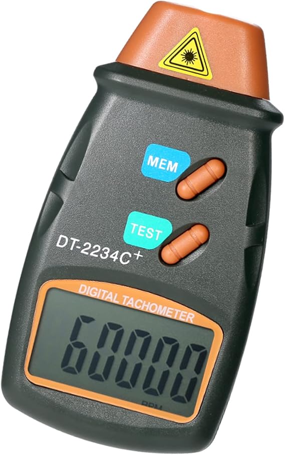 Hancaner Dijital devir sayısı ölçer, el fotoğrafı, takometre, lazerli, temassız menzil, 2,5 RPM-99,999 RPM LCD ekran, motor devir sayısı ölçer, 3 adet refleks folyolu