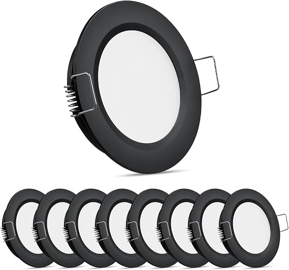 12V LED Spot Lights Campervan Dimmable Recessed Mount Ceiling Light 2.5W Roof Downlight for Motorhome Caravan Boat Yacht Cabin Under Cabinet Interior Kitchen Bathroom (Black, 5000K) [Energy Class F]