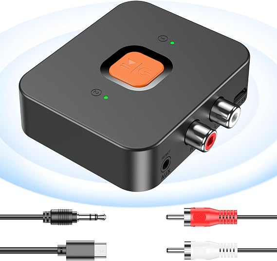 Bluetooth 6.0 Receiver for HiFi, Wireless Audio Receiver with 3.5 mm AUX RCA Cable, Bluetooth Audio Adapter with aptX HD for Streaming Sound System for PC/Smartphone/TV/Tablet/AV Re-ceiver, Long Range
