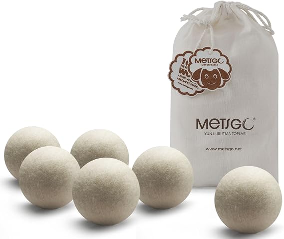 METSGO (6 Adet) Yün Kurutma Topu - Doğal Yumuşatıcı- Kırışık Giderici - Kurutma Makinesi Için