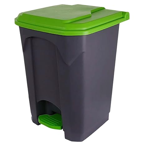 Large Kitchen Recycling Bin 45L - Tall Plastic Indoor Rubbish Waste & Recycle Bin with Lid - Heavy Duty Home Office Dustbin Waste Container - Fits Standard Bin Bags - Easy Clean & Durable (45L, Green)