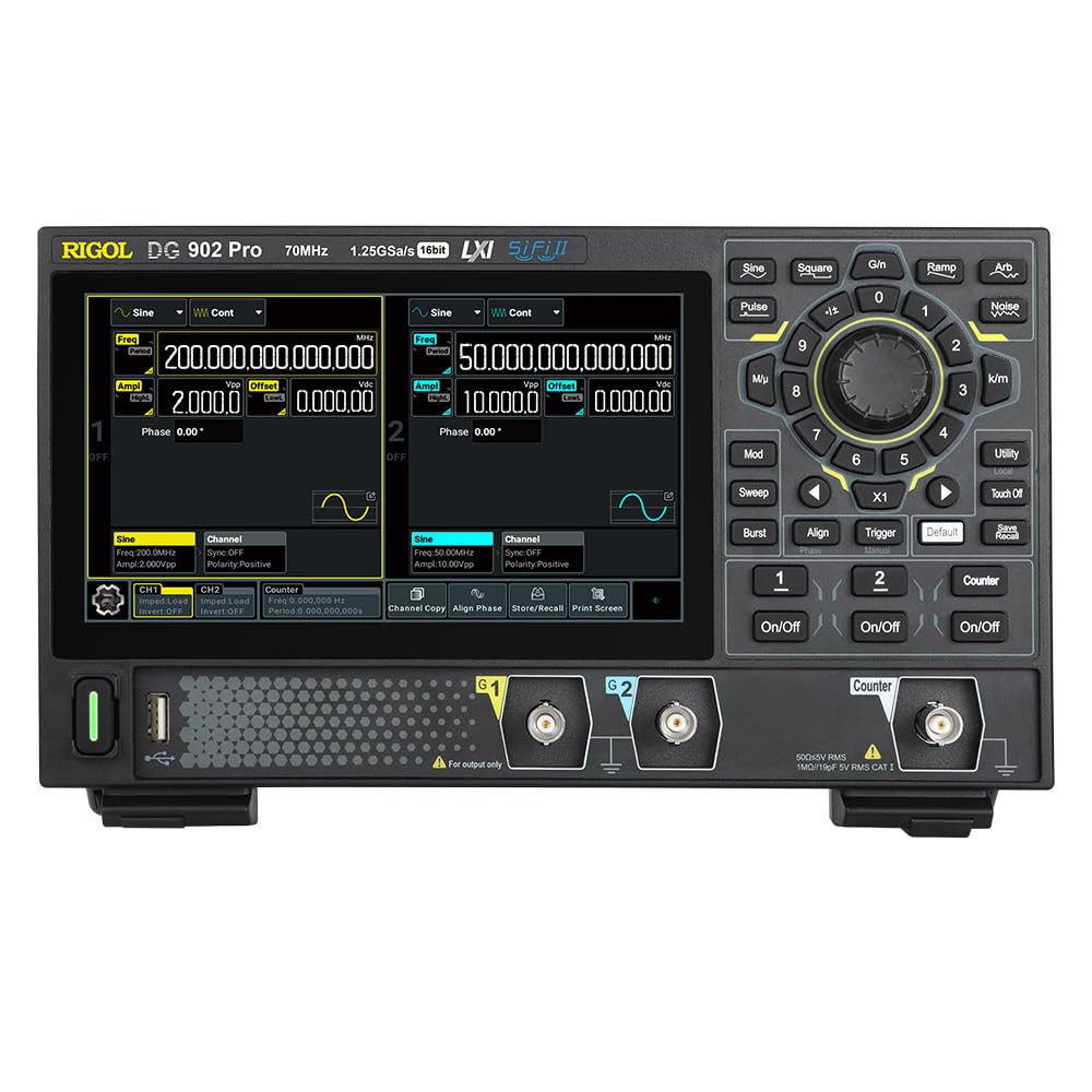 RIGOL DG902 Pro FunctionArbitrary Waveform Generator, portable, 70MHz, 1.25Gsas, 16 bits, 2 output channels, supports mobile power supply
