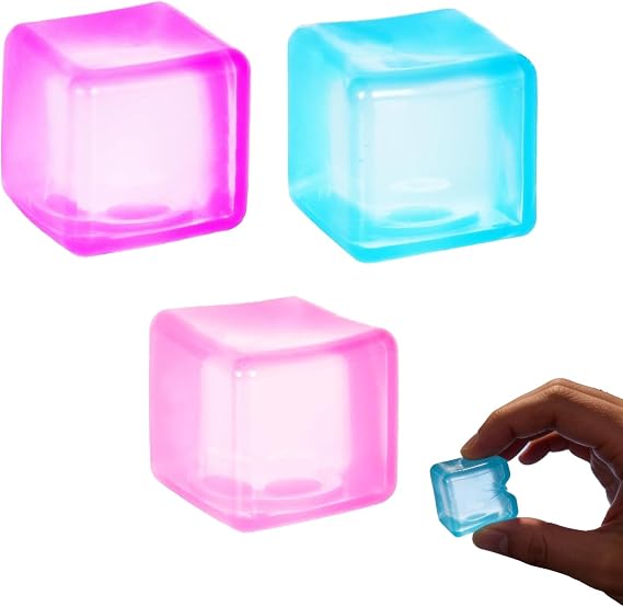 3Pcs Squishy Cube,3.5cm Pink Nice Squishy Ice for Fidget Baby Cubes Toys | for Relief Sensory Anxiety Stress Fidgets Kids Adults Cheap Squeezable No Deformation Squeeze Durable Waterproof Toys,Blue