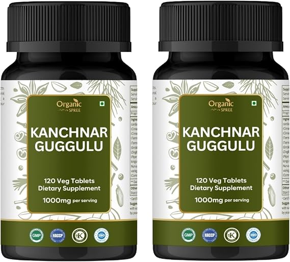 ORGANIC SPREE Kanchanar Guggulu - Supports Lymphatic & Metabolic Wellness - 120 Tablets - 60 Days Supply - GMP, HACCP Certified - Pack of 2