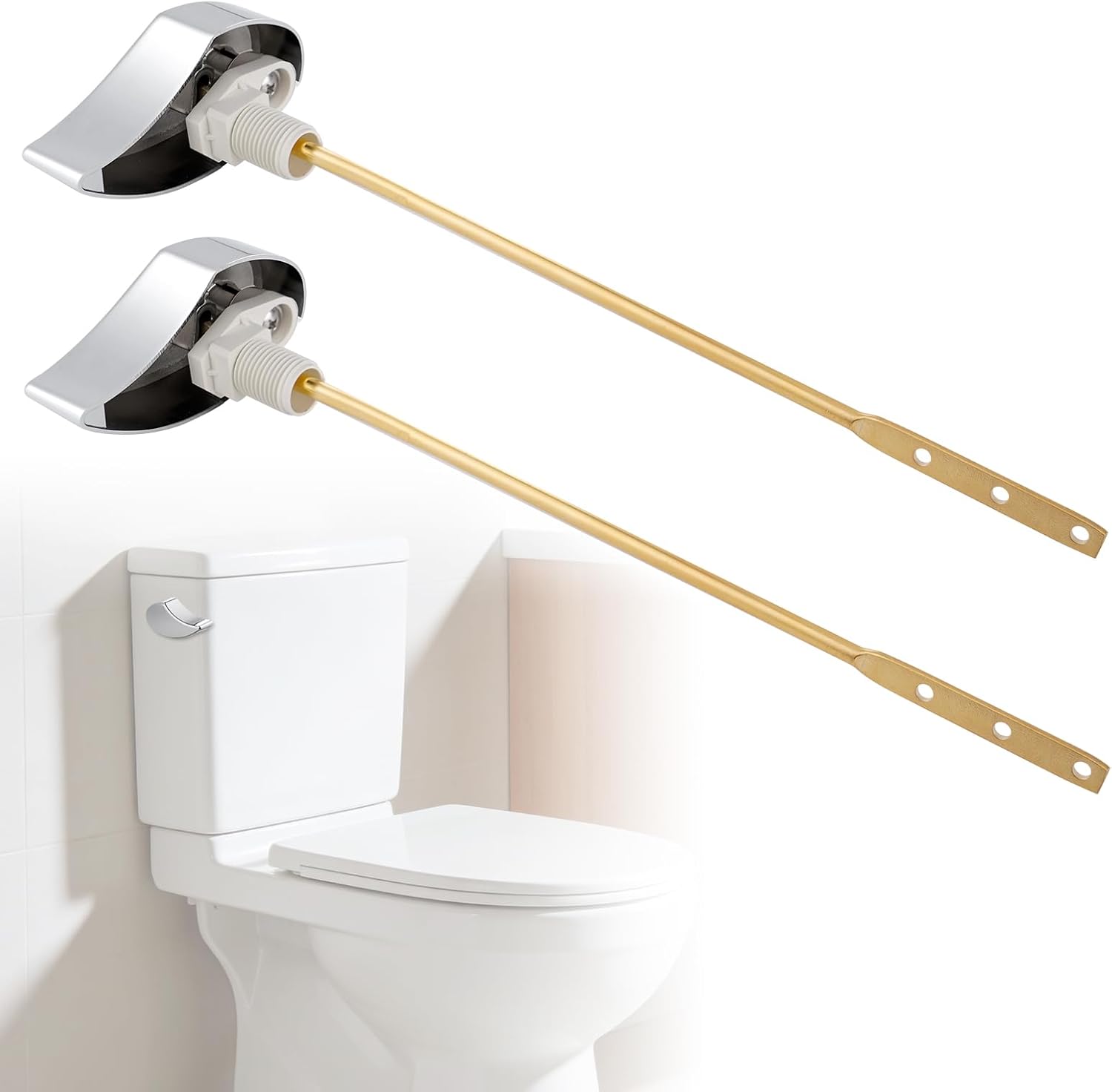iFealClear 2 Pack Compatible with TOTO THU004-CP Trip Lever for St701C St854884 Metal Toilet Tank Flush Lever Replacement, Solid Brass Side Mount Toilet Handle Replacement, Chrome