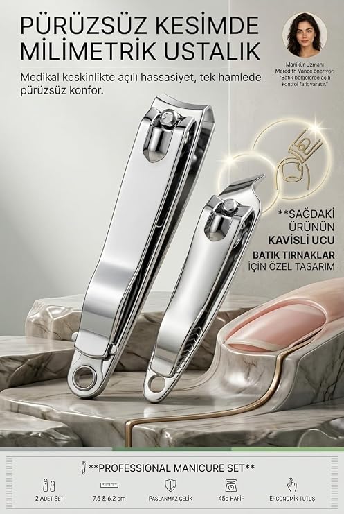 Transformacion Profesyonel Manikür Seti 2li Batık Çıkarıcı Açılı Tırnak Makası 723643