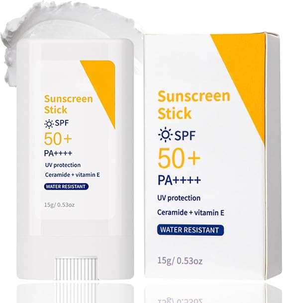 Sunscreen Stick SPF 50, Mineral Sunscreen, Invisible Sun Stick Face & Body, Ceramides SPF 50 Face Moisturiser Broad Spectrum UV Protection Sport & Travel Sun Cream, Non-Sticky & Water Resistant, 15G