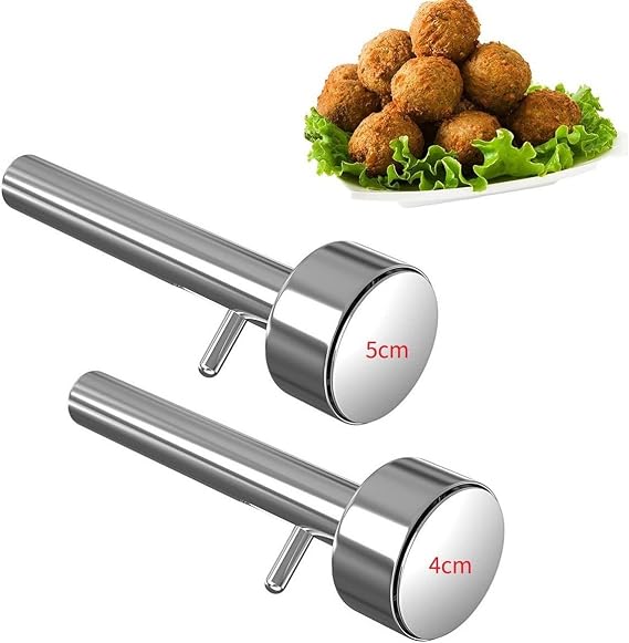 Professional Falafel Maker Scoop 2 Pack - Stainless Steel Meatball Baller for Cooking - Nonstick Kitchen Tool - Small Large