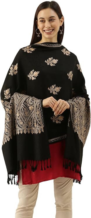 Pashmoda レディース カシミール刺繍ストール、ショール、ラップ | 女性用イブニングラップ | 女性用ショールラップスカーフ パシュミナギフト