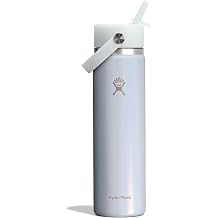 Hydro Flask Water Bottle - Insulated Stainless Steel - Wide Straw Lid, Non-Spill, Leakproof in 24 Oz Glimmer Blue