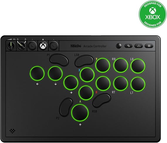 8Bitdo All-Button Arcade Controller for Xbox Series X|S, Xbox One & PC, 2.4G Wireless, Low-profile Mechanical Switches, Programmable Buttons, Hot-swappable PCB, RGB Lighting - Officially Licensed