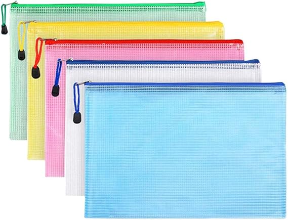 A4 Document Folder File Zipper Bags Plastic Wallets Folder Extra Thick 5PCS (A4 Zip Bag)