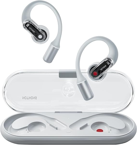 Nothing Ear (open) wireless open headphones with Dual mics and AI Clear Voice, Open Sound Technology, IP54 water resistant, 30 hours of playback and Advanced EQ - White