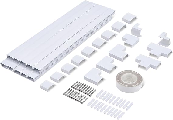 Amazon Basics Cable Hideaway Under Desk Cable Management Wall Mounted TV Home Office 160" (406.4cm) White