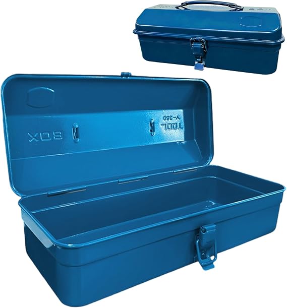 Multi-Purpose Tool Box with Lock Buckle, 37 x 16 x 12 cm, Empty Large Tool Box, Robust Durable Carry Handle Tool Box, Tool Box for Storage, Transport of Accessories (Blue)