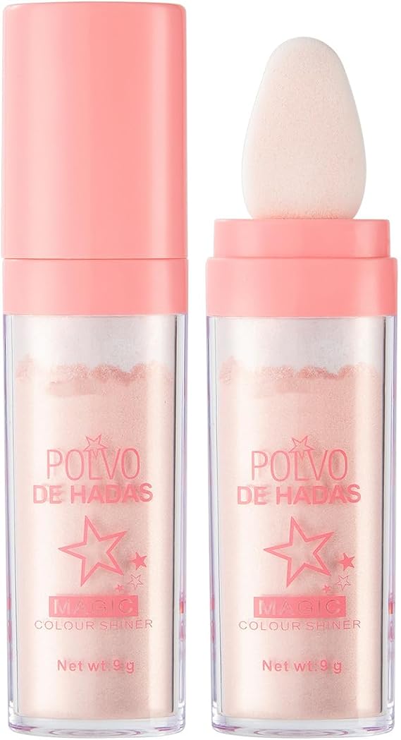 Highlighter Makeup Stick - 3-in-1 Body Shimmer & Blush with Fairy Glitter Powder, Smooth Waterproof 3D Glow for Face, Eyes & Collarbones (#pink, 9g)