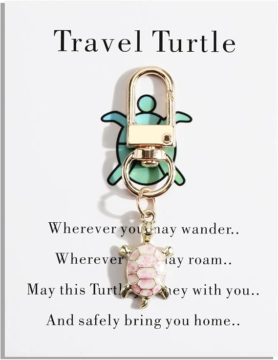 Turtle Keychain, Keyring with Travel Turtle Card, Give It to Friends Who Are Traveling to Express Their Care, Gift for Women