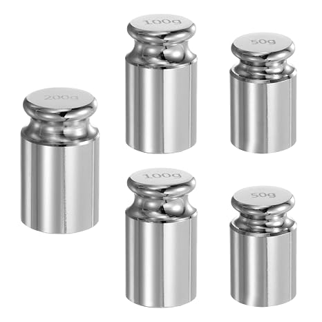 sourcing map 5pcs Calibration Weight Set 50g 100g 200g M1 Precision Chrome Plated Steel for Digital Balance Scales