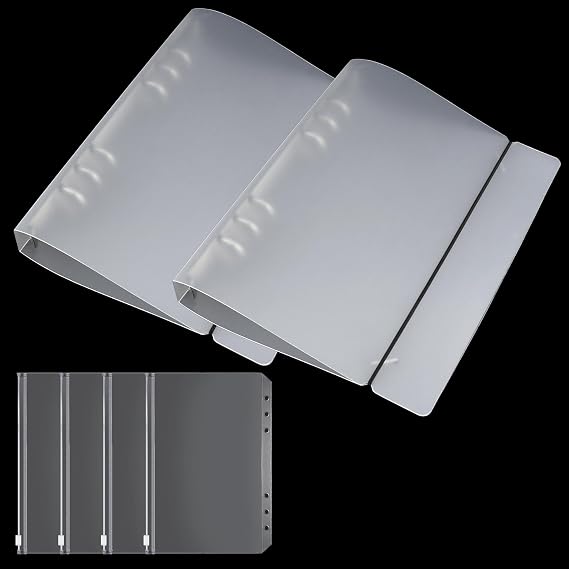 2 Pieces Folder Cover with 6 Holes A5 Transparent Plastic