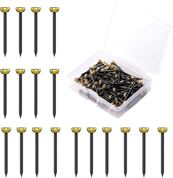 100 Pcs Picture Pins, Nails for Hanging Pictures, Wall Pins, Picture Hanging Nails, with Plastic Storage Box