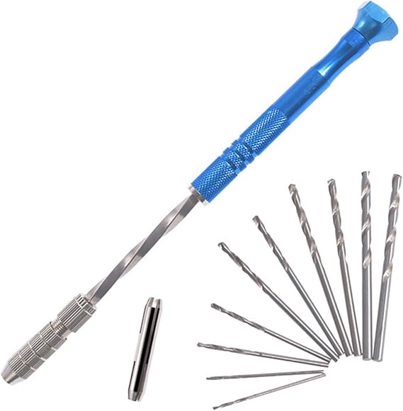 10Pcs Mini Hand Drill Bits Set for Crafts,0.8-3mm Steel Bits,Blue
