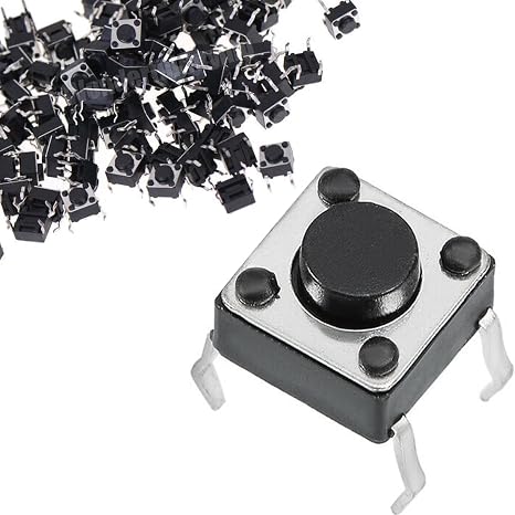 100PCS Tactile Tact Push Button 4 Pins 6x6x4.3mm Vertical Momentary Switch Miniature Button Switch Black Electronic Components for Panel PCB