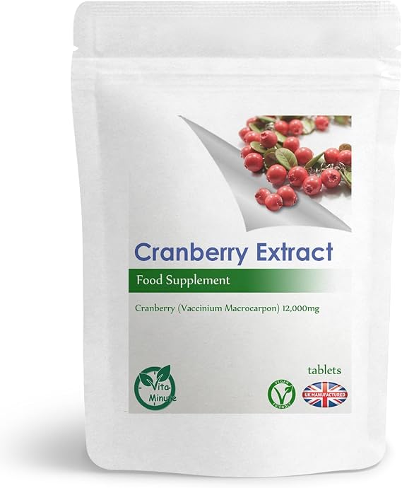 Cranberry Extract 12000mg Tablets, Natural UTI Support, Bladder Health (Pack of 60)