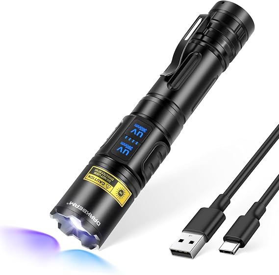 DARKBEAM ブラックライト UV懐中電灯 365nm & 395nm 強力 UVライト LED紫外線ライト アニサキスライト USB-C充電式