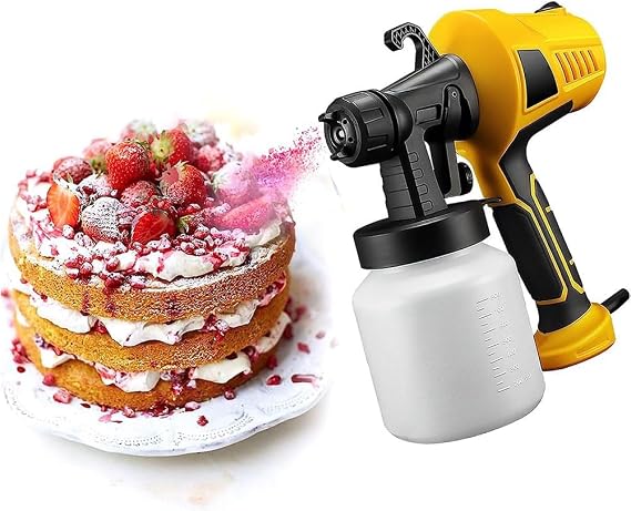 Electric Chocolate Spray Gun, 500W Cake Decorating Sprayer with 3 Spray Patterns, 800ml Chocolate Spray Machine for Cakes, Mousse, Fondant & Dessert Decoration，YELLOW