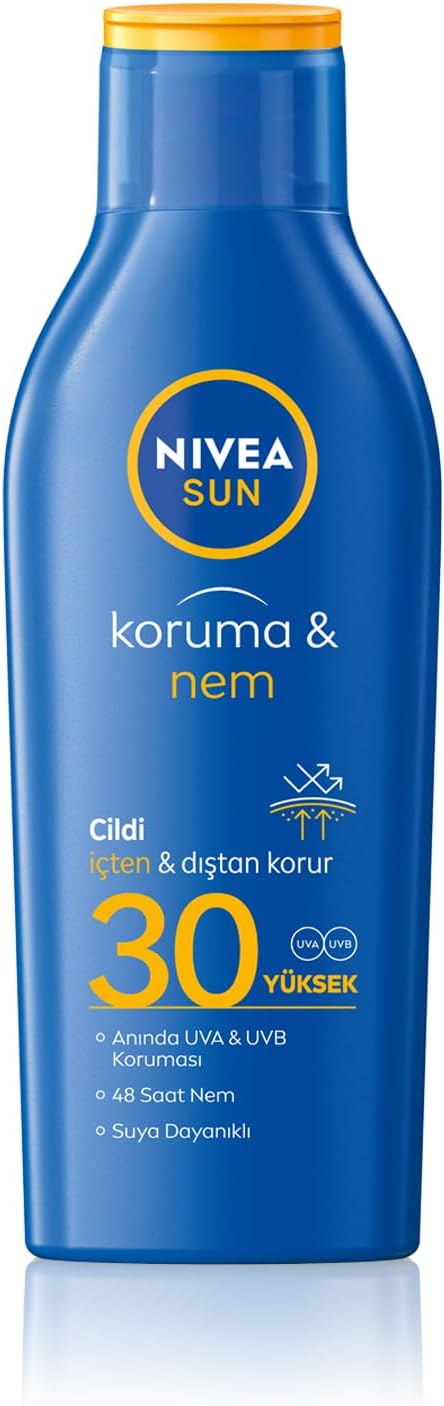 NIVEA SUN SPF30 Güneş Koruyucu Losyon 200ml, 48 Saat Nemlendirici, Suya Dayanıklı, Anında UV Koruması