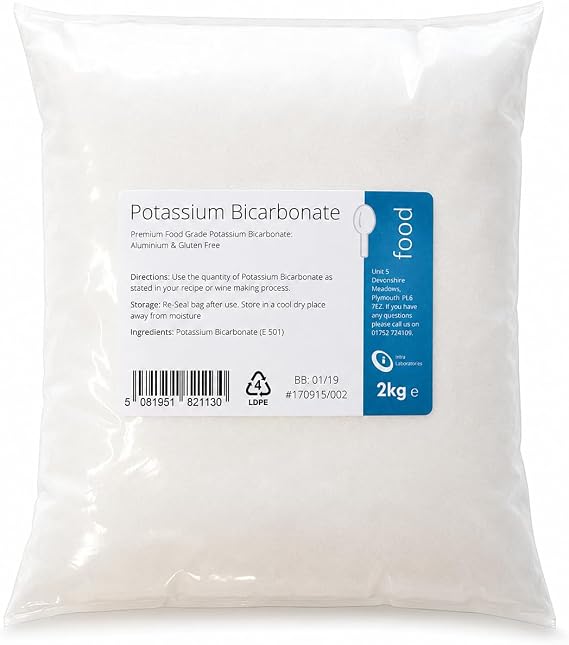 Potassium Bicarbonate 2kg - Food Grade Granules - E501-99.9% Pure