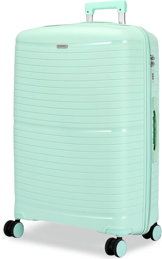 FLYMAX 29" Large Suitcase 4 Wheel Lightweight Luggage Hard Shell Travel Case Hold Check in Fits 23kg - 27kg + 3 Digit Lock Suitcase Large + Telescopic Handle 100 Litre Capacity Light Green