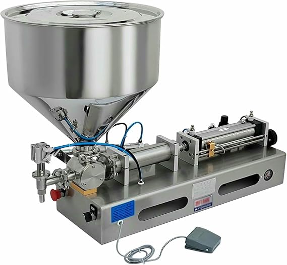 Liquid Paste Filling Machine, Horizontal Pneumatic Stainless Steel Bottle Filler Machine, Adjustable Single Heads Filler Machine, for Cosmetic Oil, Lip Gloss, Honey, Cream~/